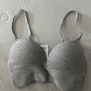H&M Gray Ribbed Wireless Push-Up Bra - Women Intimates